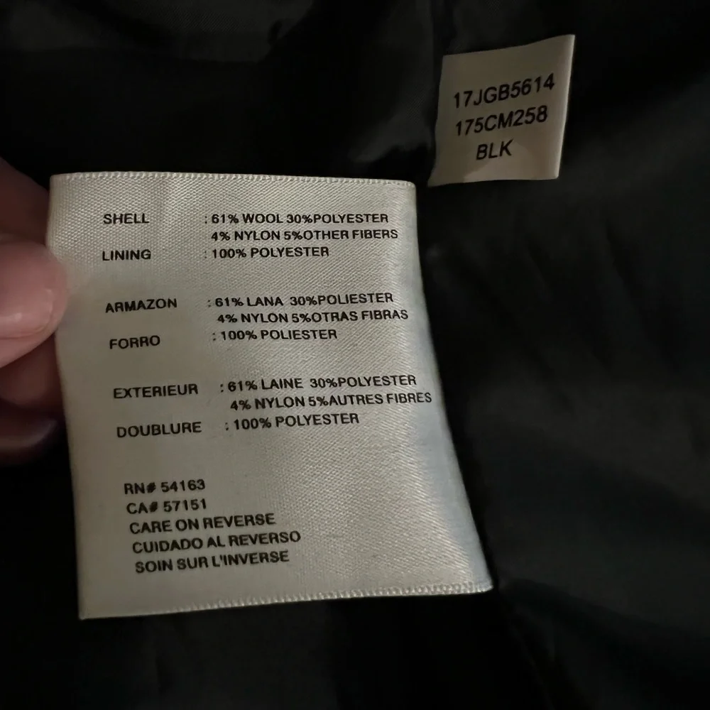 𝅺kenneth Cole Black Wool Blend Belted Trench - Picture 6 of 8